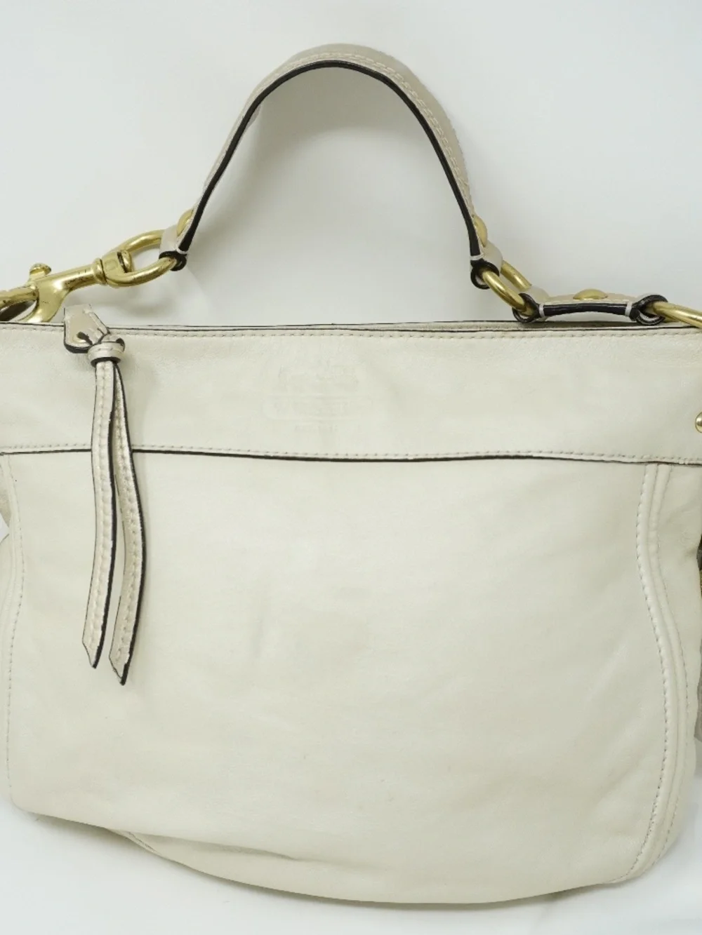 COACH Ivory Leather Zoe Hobo